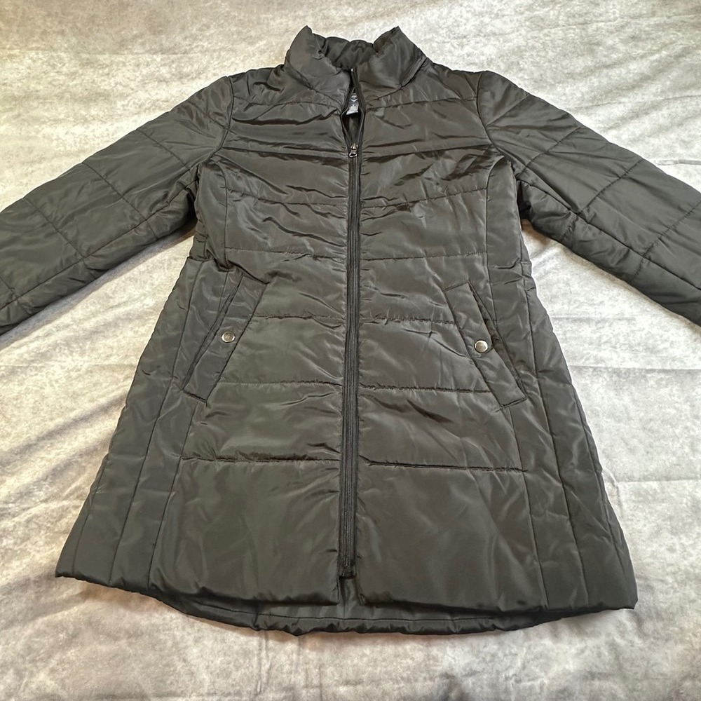 St. John's‎ Bay Puffer Jacket Womens Small Black Quilted Mid Length Winter Coat